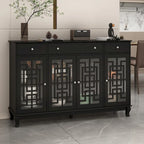 Buffet de ferme moderne en bois avec portes vitrées
