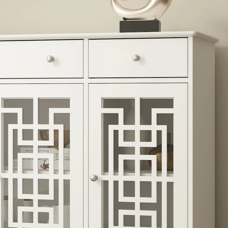 Buffet de ferme moderne en bois avec portes vitrées