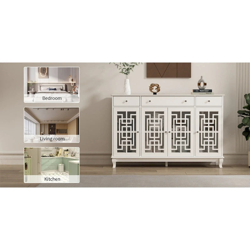 Buffet de ferme moderne en bois avec portes vitrées