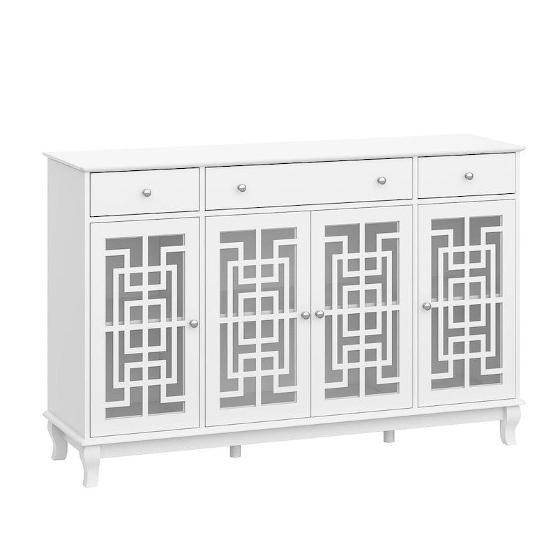 Buffet de ferme moderne en bois avec portes vitrées