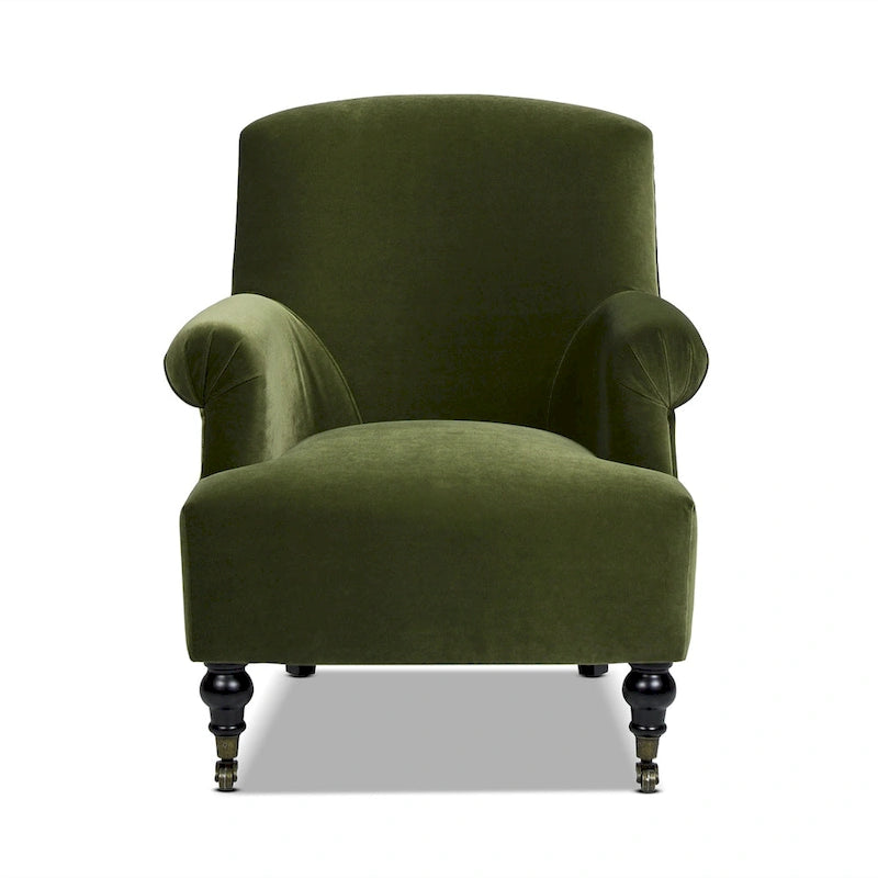 Fauteuil d'appoint Eloise 30 en velours de transition plissé avec accoudoirs chaussettes