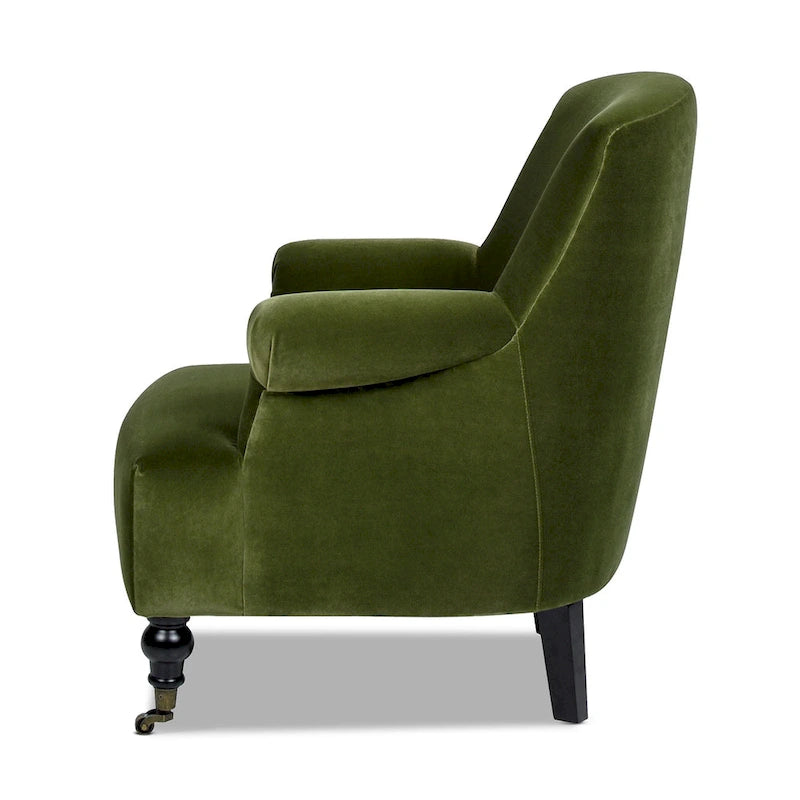 Fauteuil d'appoint Eloise 30 en velours de transition plissé avec accoudoirs chaussettes