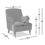 Fauteuil d'appoint Eloise 30 en velours de transition plissé avec accoudoirs chaussettes