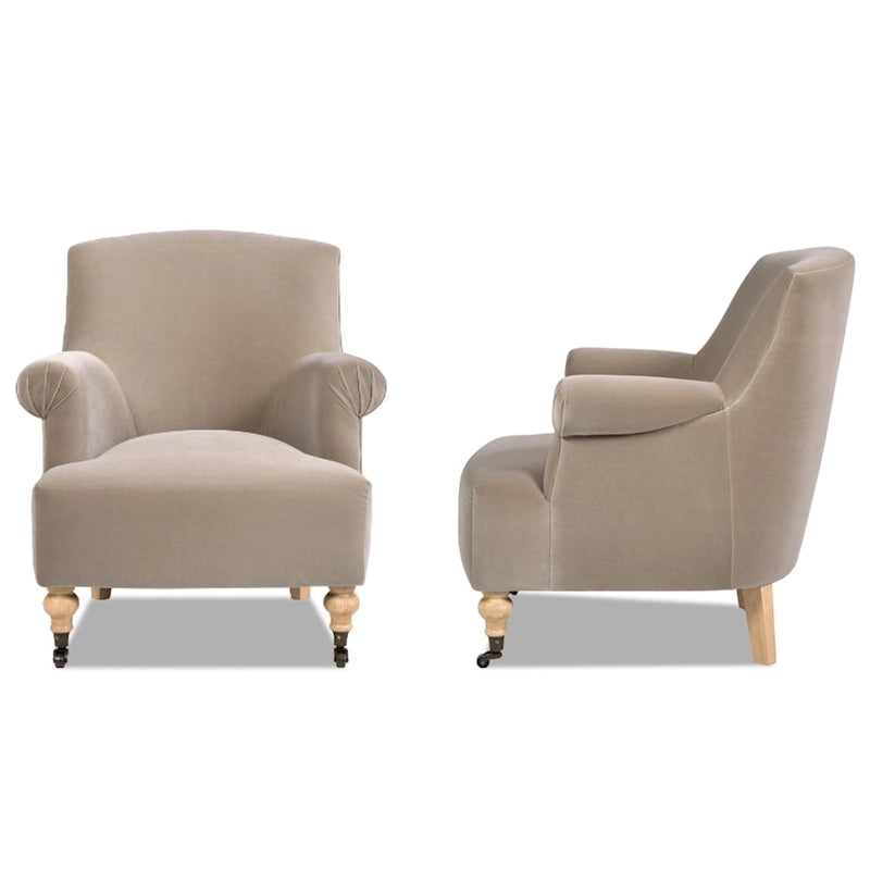 Fauteuil d'appoint Eloise 30 en velours de transition plissé avec accoudoirs chaussettes