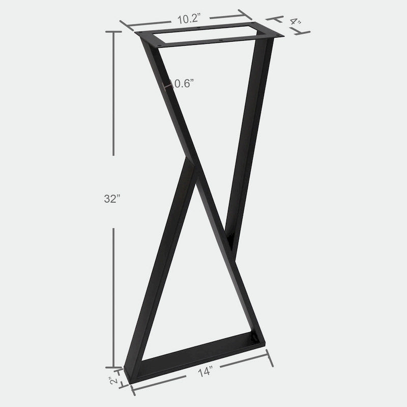 Pieds de table en fer en Z - 2 pièces pour table d'appoint