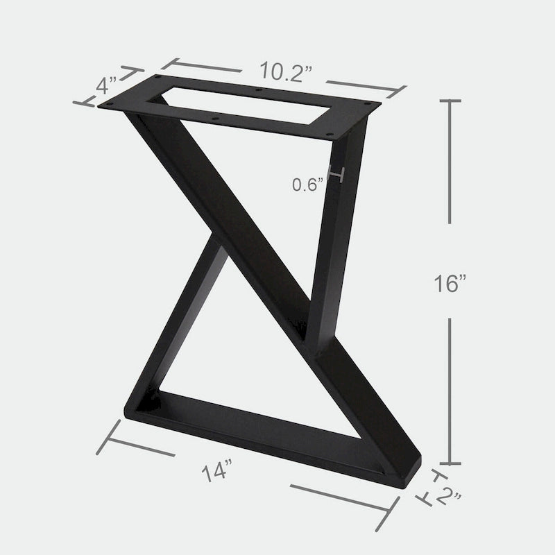 Pieds de table en fer en Z - 2 pièces pour table d'appoint