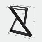 Pieds de table en fer en Z - 2 pièces pour table d'appoint