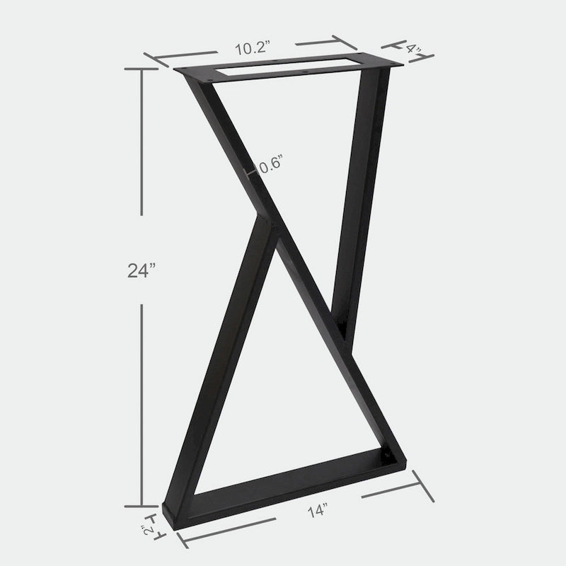 Pieds de table en fer en Z - 2 pièces pour table d'appoint