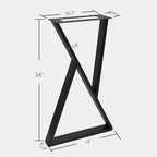 Pieds de table en fer en Z - 2 pièces pour table d'appoint