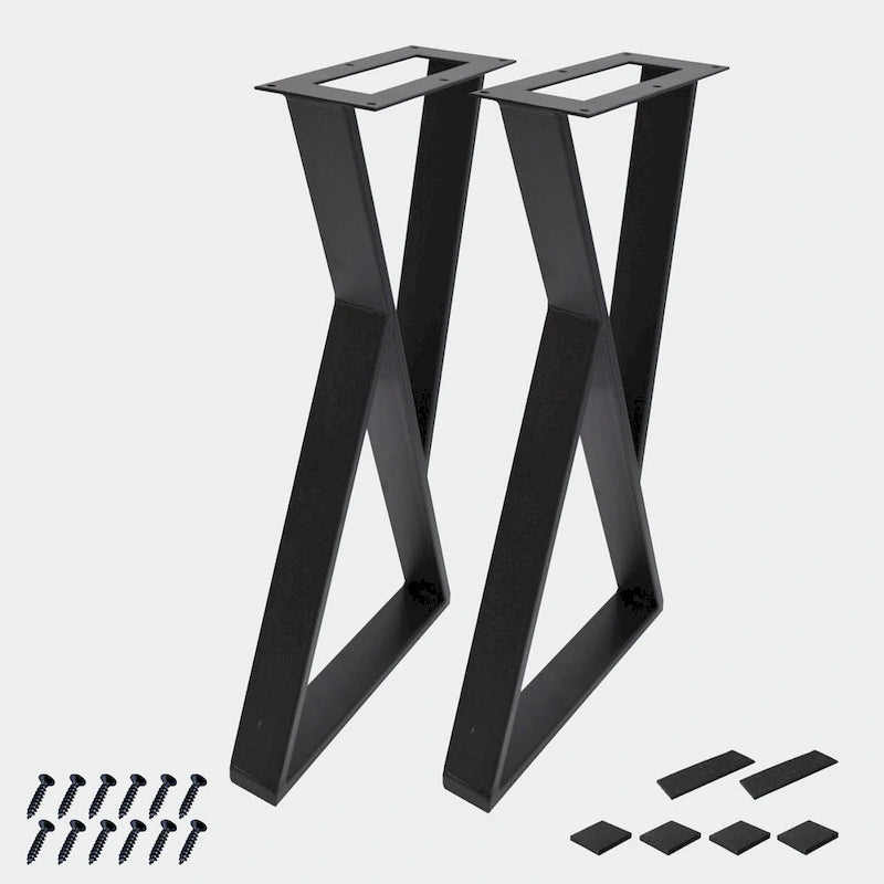 Pieds de table en fer en Z - 2 pièces pour table d'appoint