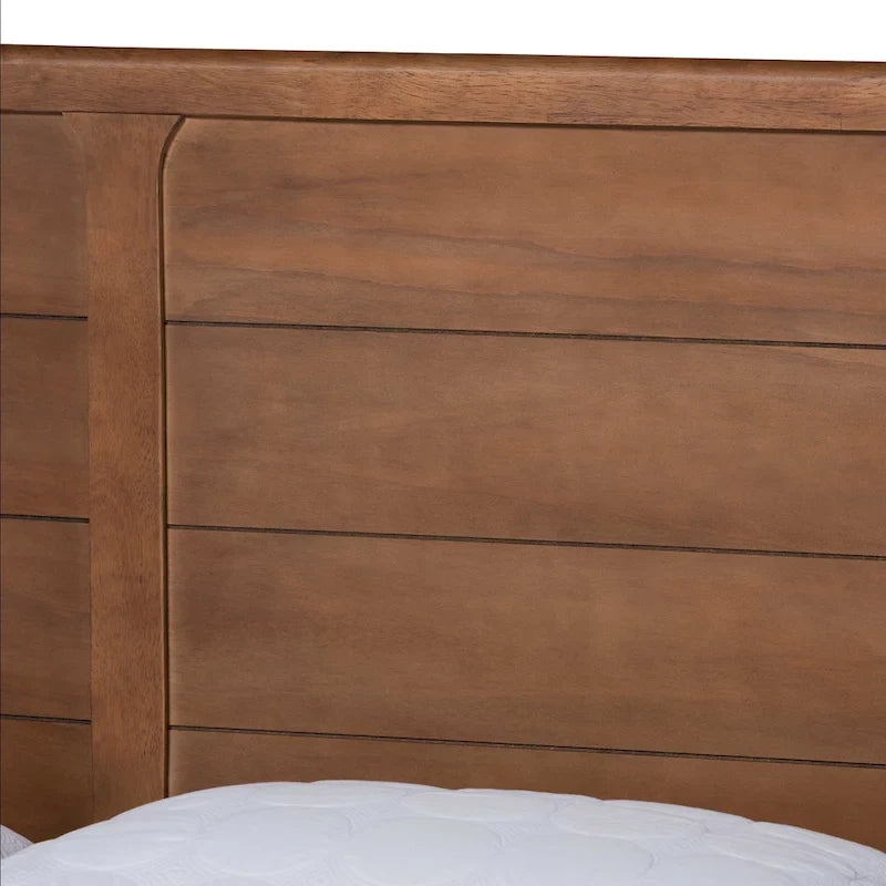 Lit plate-forme en bois classique et traditionnel Kassidy - Noyer marron