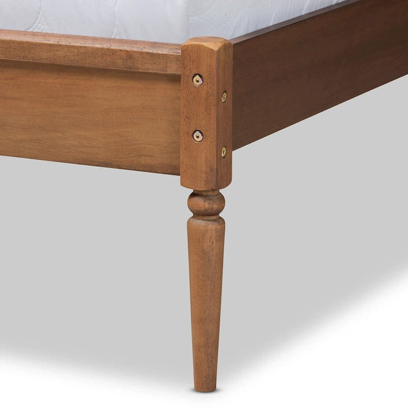 Lit plate-forme en bois classique et traditionnel Kassidy - Noyer marron