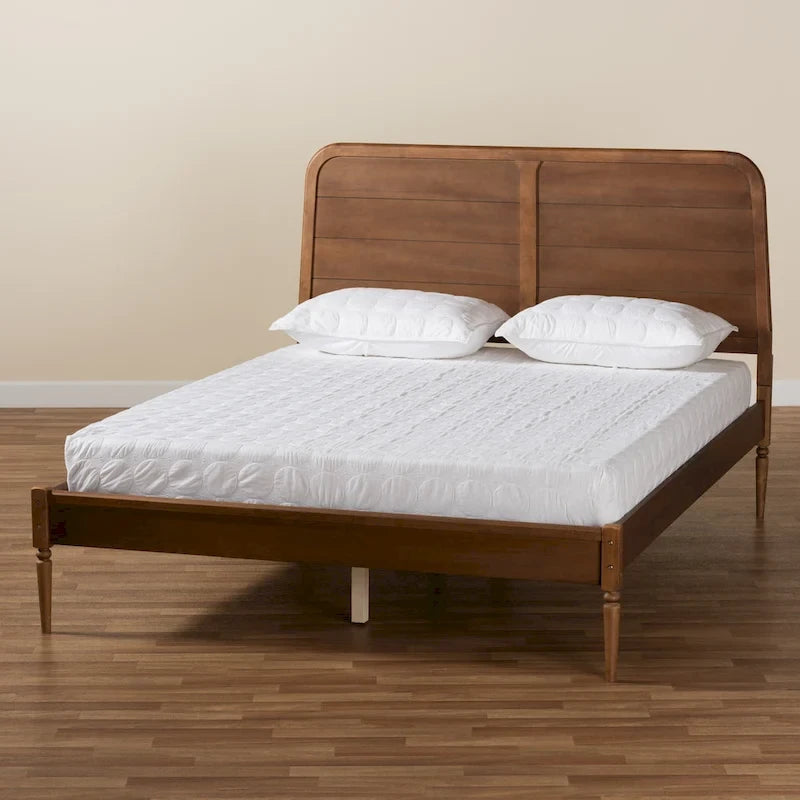 Lit plate-forme en bois classique et traditionnel Kassidy - Noyer marron