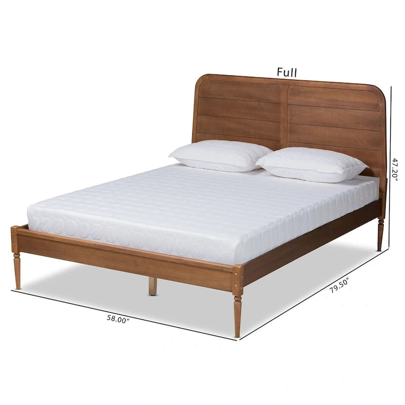 Lit plate-forme en bois classique et traditionnel Kassidy - Noyer marron