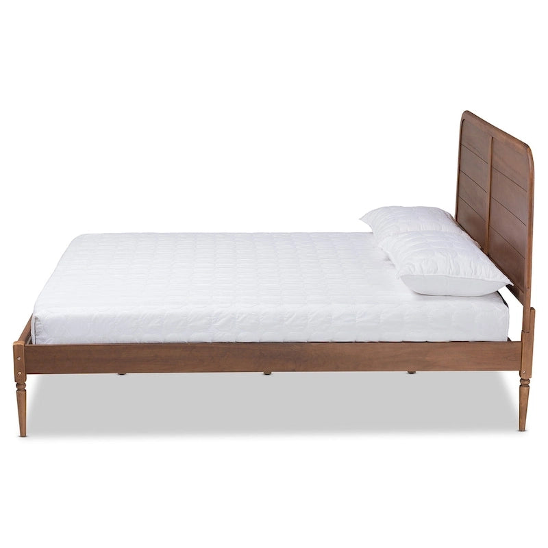 Lit plate-forme en bois classique et traditionnel Kassidy - Noyer marron