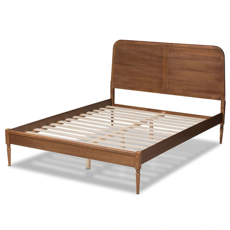 Lit plate-forme en bois classique et traditionnel Kassidy - Noyer marron