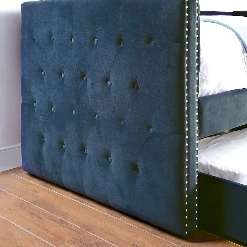 Lit de repos capitonné 2 pièces Mokatsi Glam avec lit gigogne