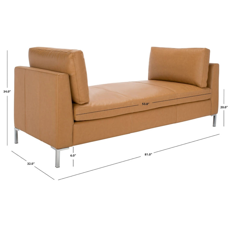 Banc en cuir Shirl SAFAVIEH Couture - 81 po L x 32 po P x 34 po H - 81L x 32P x 34H