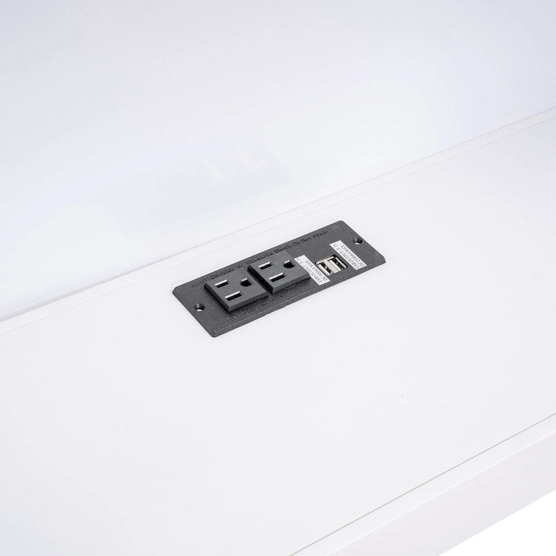 Lit de repos double avec lit gigogne, armoires de rangement et ports USB, blanc