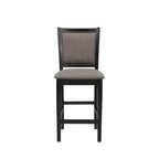 Ensemble de table de comptoir ronde 5 pièces Jeremy 42 pouces avec siège en tissu, marron et noir