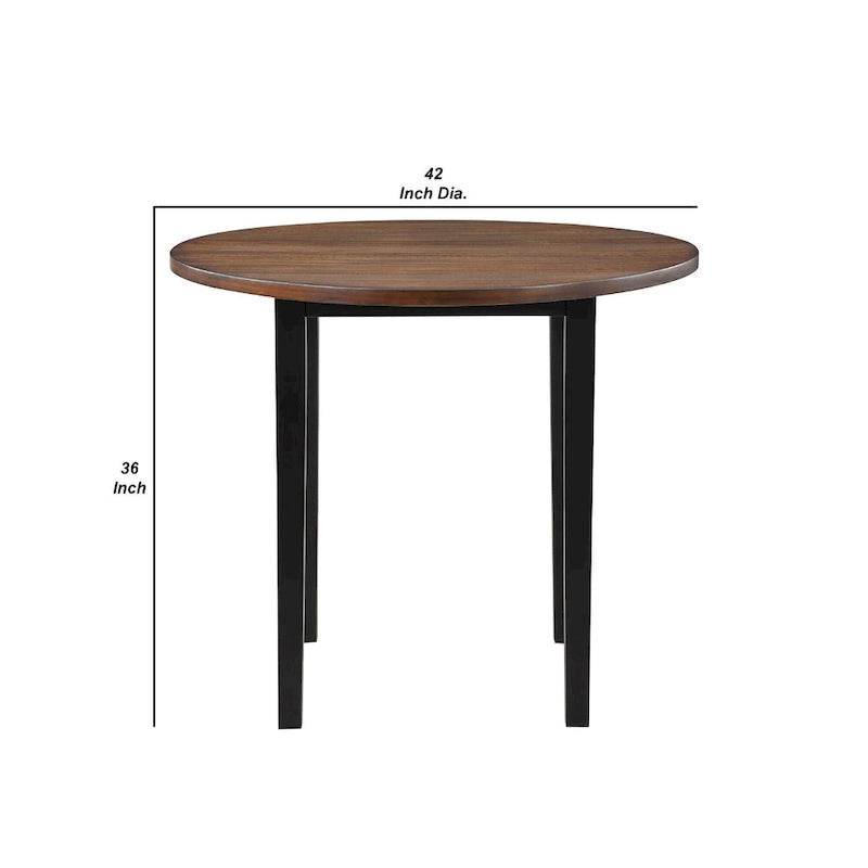 Ensemble de table de comptoir ronde 5 pièces Jeremy 42 pouces avec siège en tissu, marron et noir