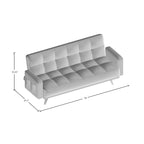 Futon Vaughn en lin gris à capitonnage style biscuit, au design moderne du milieu du siècle