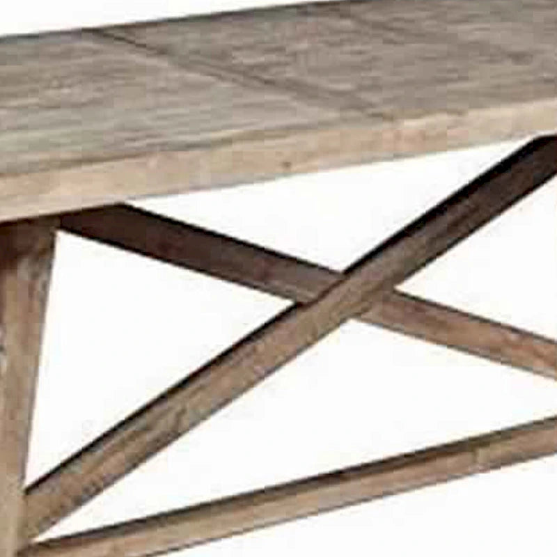 Table à manger en bois de style cottage avec rallonge amovible, brun vieilli