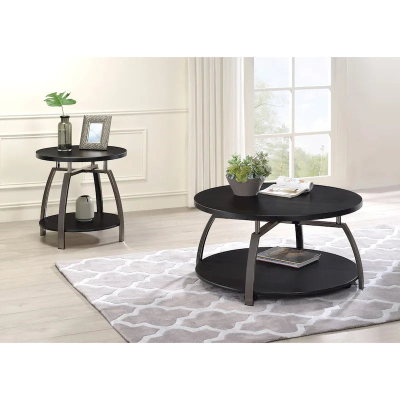 Table d'appoint Andre gris foncé et nickel noir