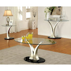 Wuct Table console piédestal demi-lune en métal argenté moderne de 46 po avec plateau en verre par