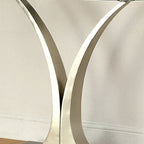 Wuct Table console piédestal demi-lune en métal argenté moderne de 46 po avec plateau en verre par