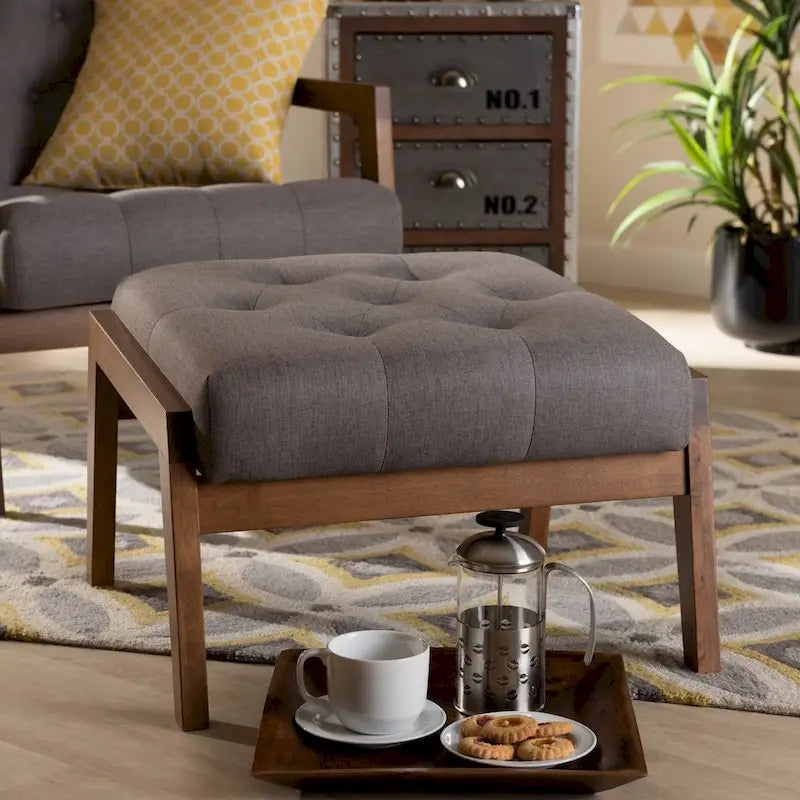  Baktsjaur Mid-century Modern Upholstered Footstool