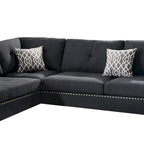 Ensemble sectionnel Polyfiber 3 pièces avec pouf, noir