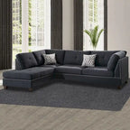 Ensemble sectionnel Polyfiber 3 pièces avec pouf, noir
