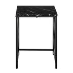Tables gigognes modernes avec plateau en placage d'effet marbre et cadre en métal noir - Lot de 2