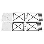 Tables gigognes modernes avec plateau en placage d'effet marbre et cadre en métal noir - Lot de 2