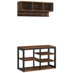 HOMCOM Ensemble Meuble d'entrée 2-en-1 Portemanteau et Banc à Chaussures, Portemanteau sur Pied avec 5 Crochets, Banc et Rangement pour Chaussures