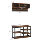 HOMCOM Ensemble Meuble d'entrée 2-en-1 Portemanteau et Banc à Chaussures, Portemanteau sur Pied avec 5 Crochets, Banc et Rangement pour Chaussures