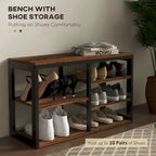 HOMCOM Ensemble Meuble d'entrée 2-en-1 Portemanteau et Banc à Chaussures, Portemanteau sur Pied avec 5 Crochets, Banc et Rangement pour Chaussures