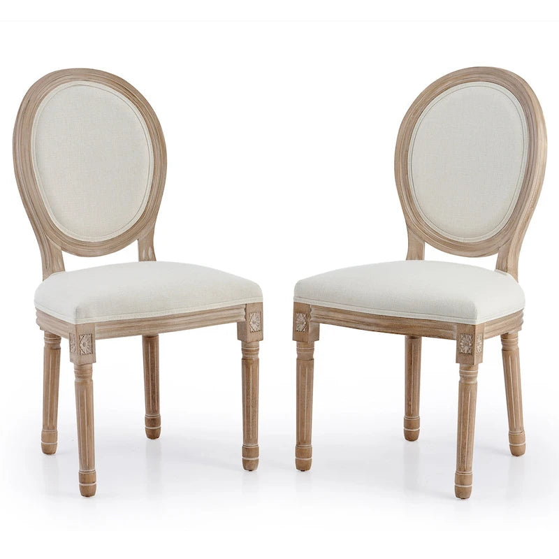 Chaises de salle à manger et d'appoint rembourrées CO-Z Louis XVI, lot de 2