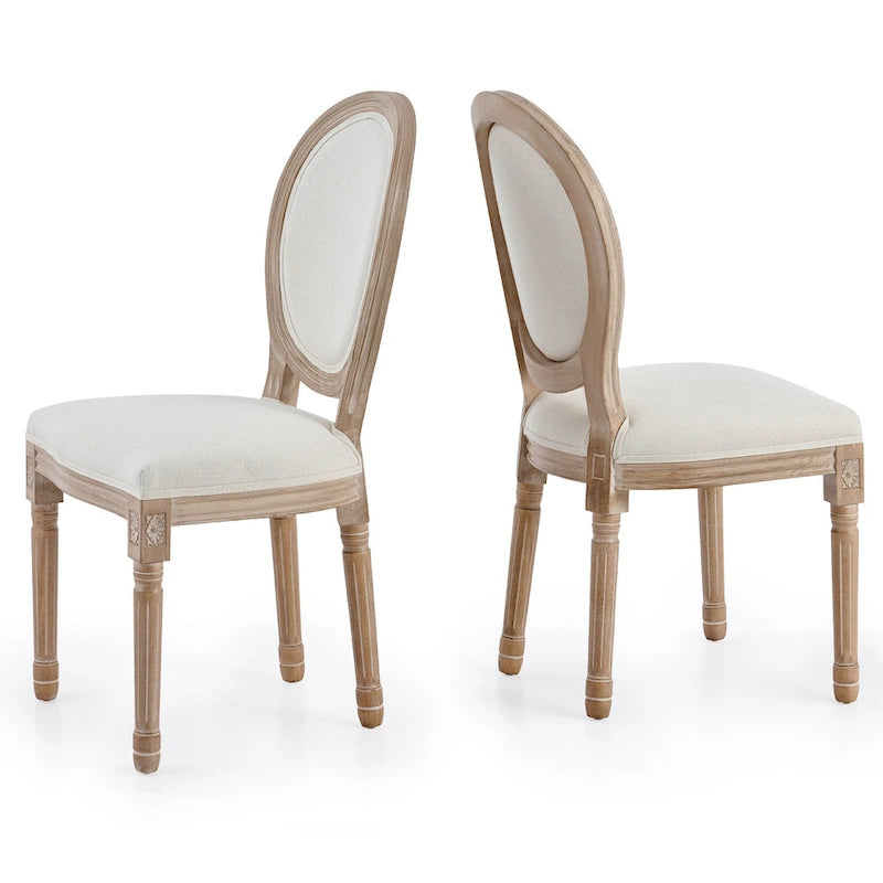 Chaises de salle à manger et d'appoint rembourrées CO-Z Louis XVI, lot de 2