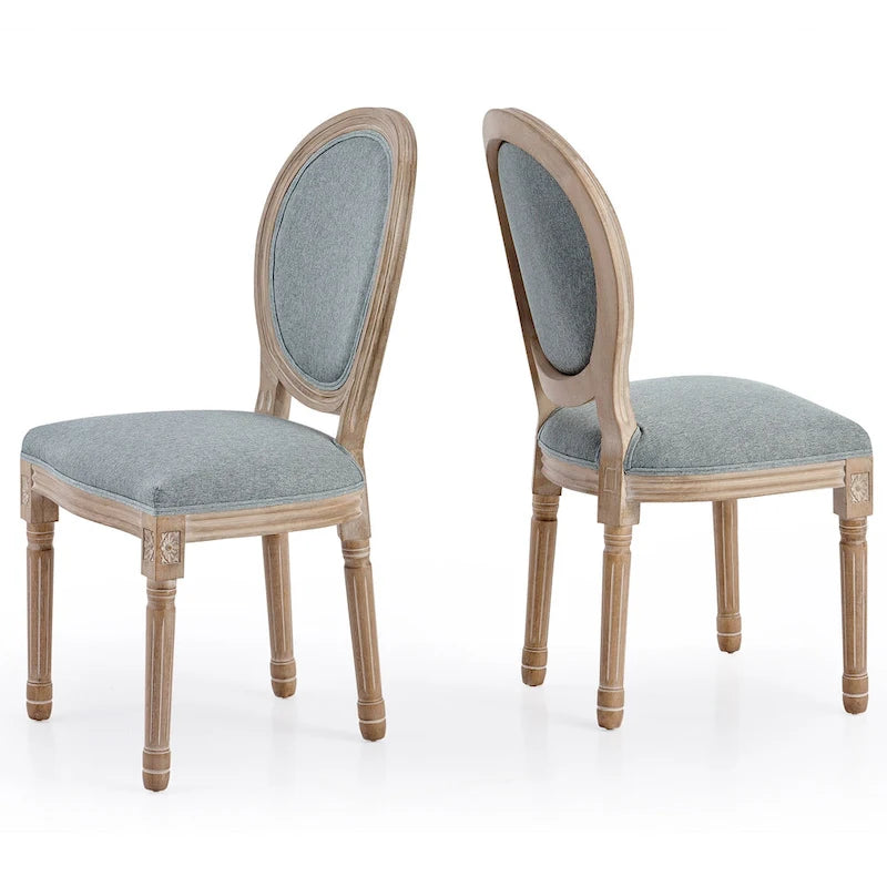 Chaises de salle à manger et d'appoint rembourrées CO-Z Louis XVI, lot de 2