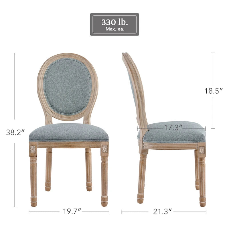 Chaises de salle à manger et d'appoint rembourrées CO-Z Louis XVI, lot de 2