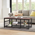 Lot de 3 tables basses modernes Taomika avec étagères de rangement, marron/noir