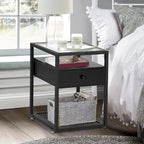 Lot de 3 tables basses modernes Taomika avec étagères de rangement, marron/noir