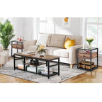 Lot de 3 tables basses modernes Taomika avec étagères de rangement, marron/noir