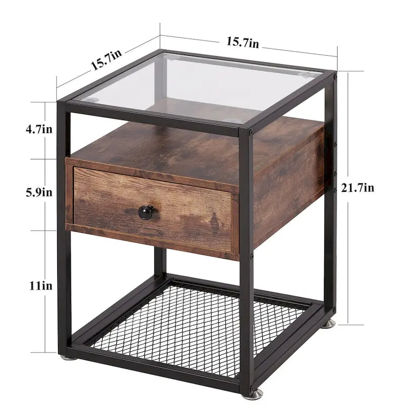 Lot de 3 tables basses modernes Taomika avec étagères de rangement, marron/noir