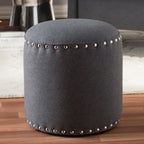 Rosine, ottoman en tissu garni de clous, style moderne et contemporain