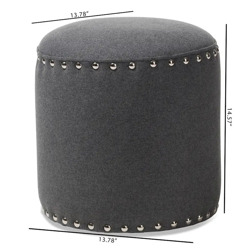 Rosine, ottoman en tissu garni de clous, style moderne et contemporain
