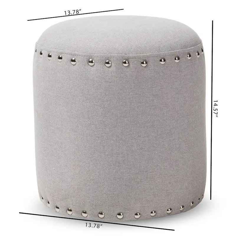 Rosine, ottoman en tissu garni de clous, style moderne et contemporain