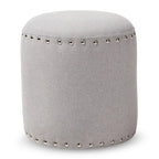 Rosine, ottoman en tissu garni de clous, style moderne et contemporain
